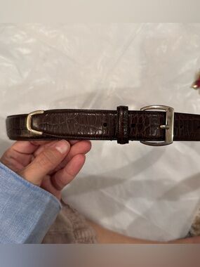 Small Ralph Lauren Croc-Embossed Leather Belt